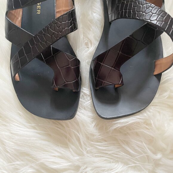 Kurt Geiger Black Brown Mia Silver Western Hardware Leather Strappy Sandals - Picture 3 of 6